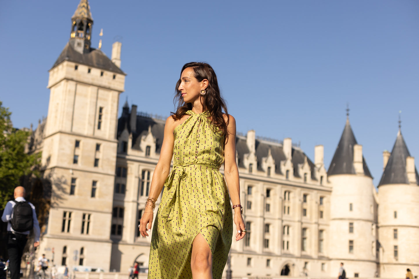 Robe vert à motif Chèvrefeuille