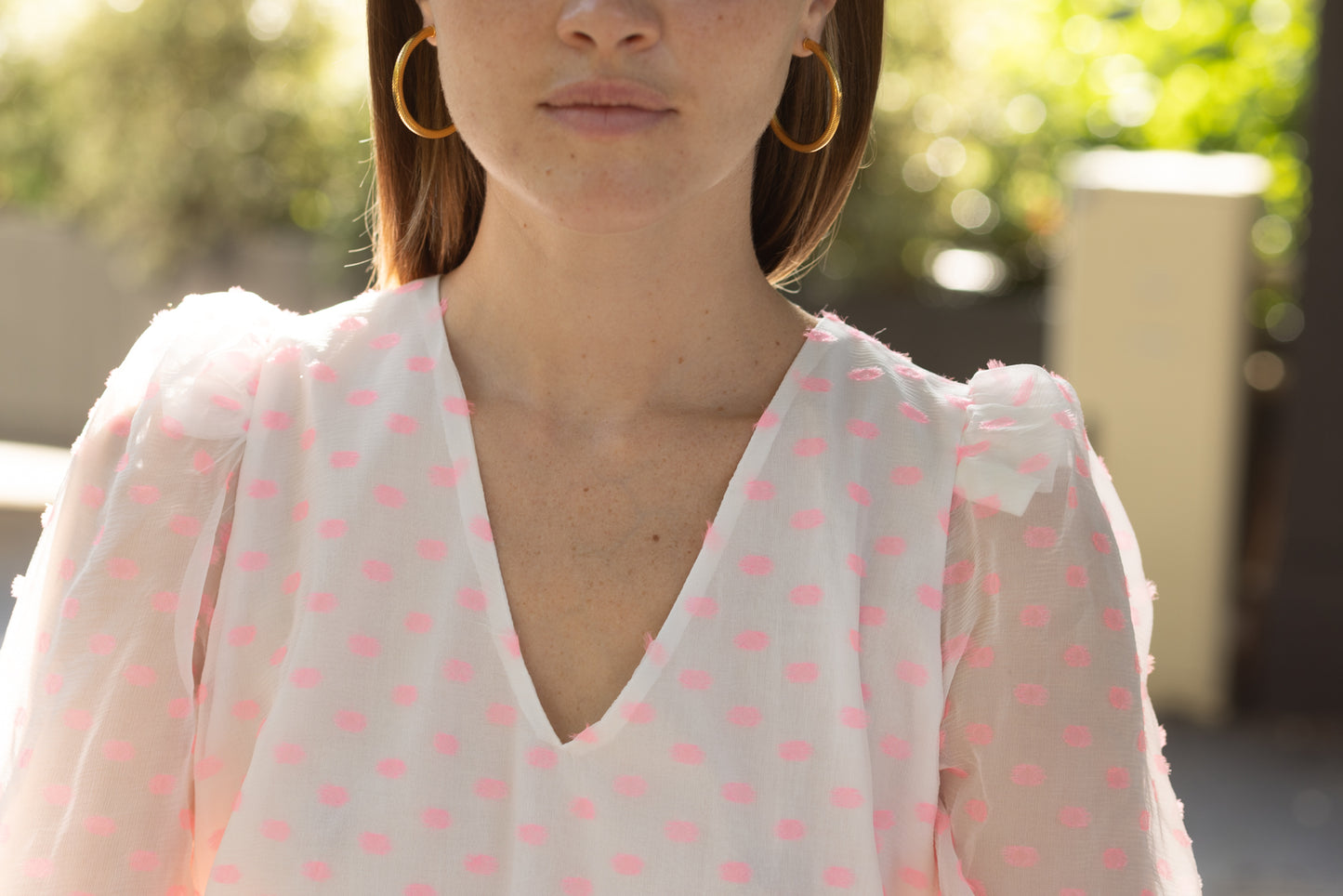 Blouse en soie à pois rose LYS