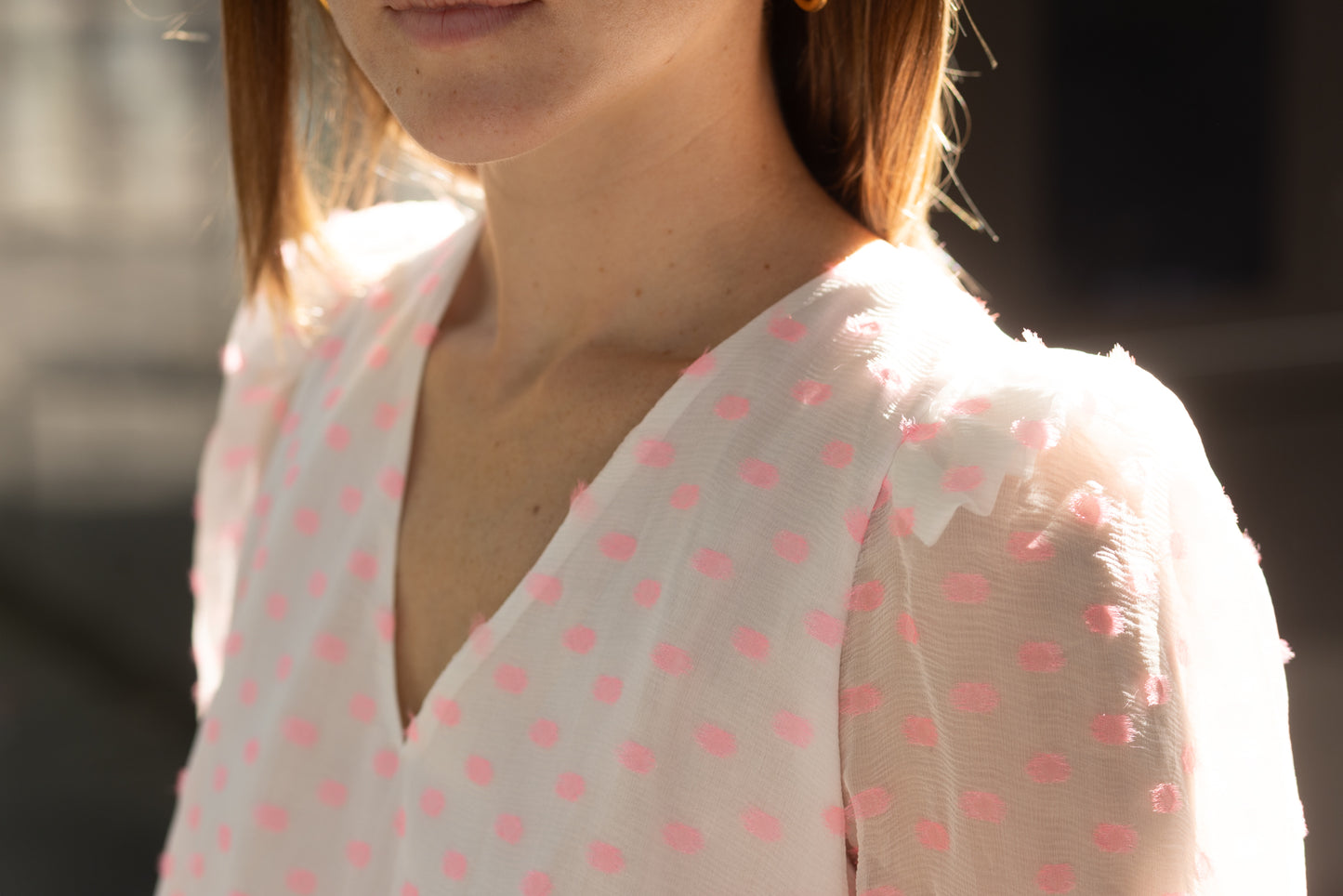 Blouse en soie à pois rose LYS