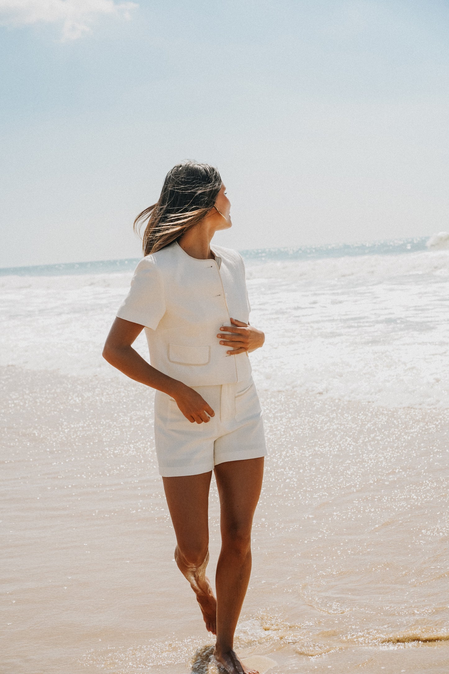 short jacquard crème