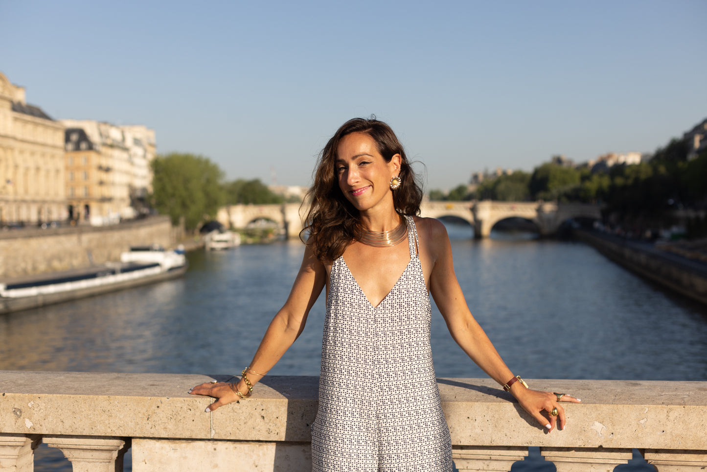 Combinaison pantalon à pois bleu