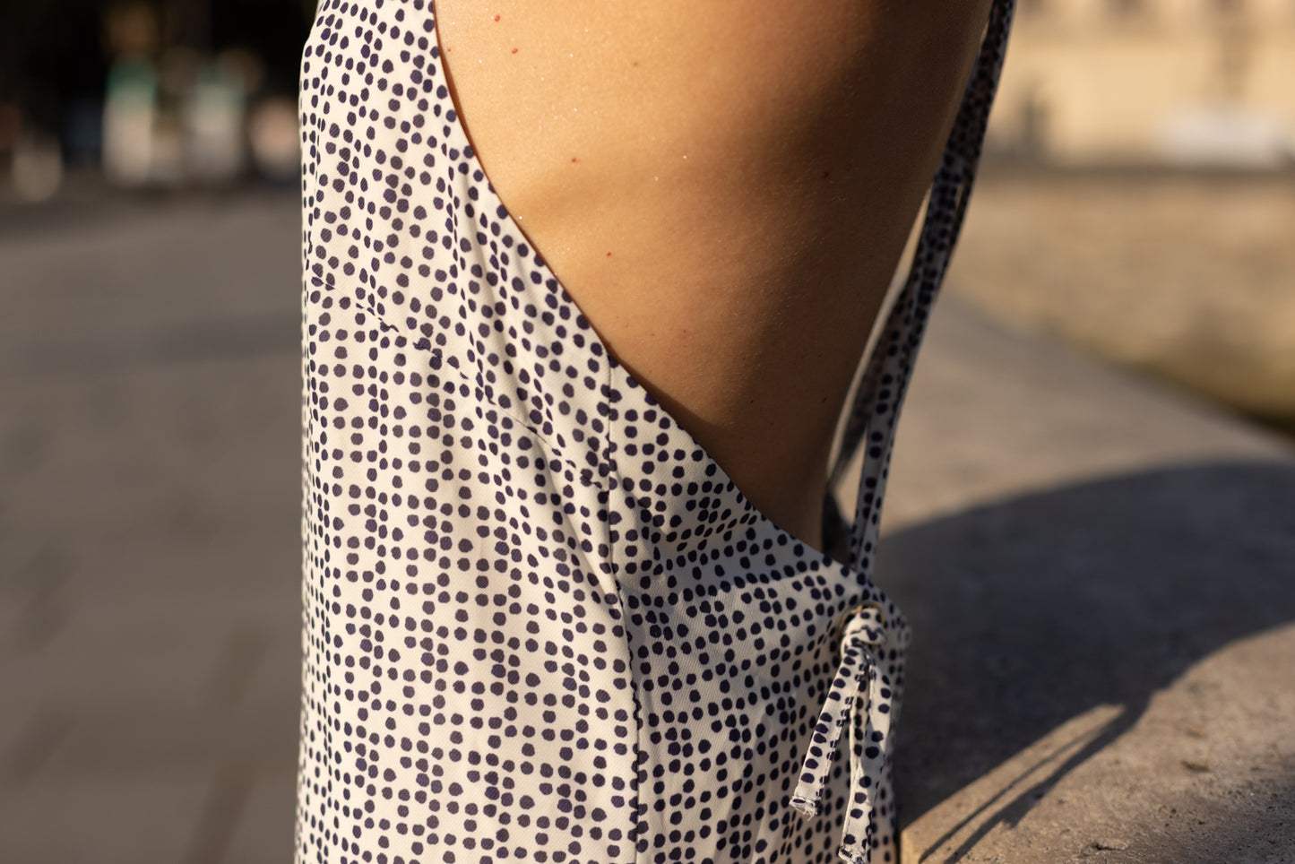 Combinaison pantalon à pois bleu