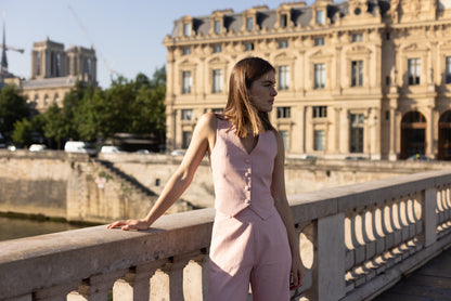 Gilet en lin rose