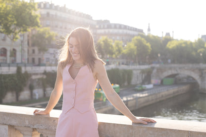Gilet en lin rose