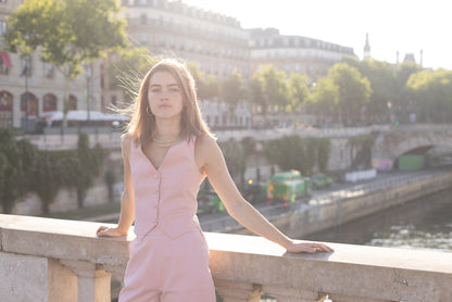 Gilet en lin rose