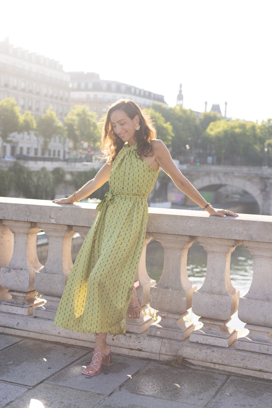 Robe vert à motif Chèvrefeuille