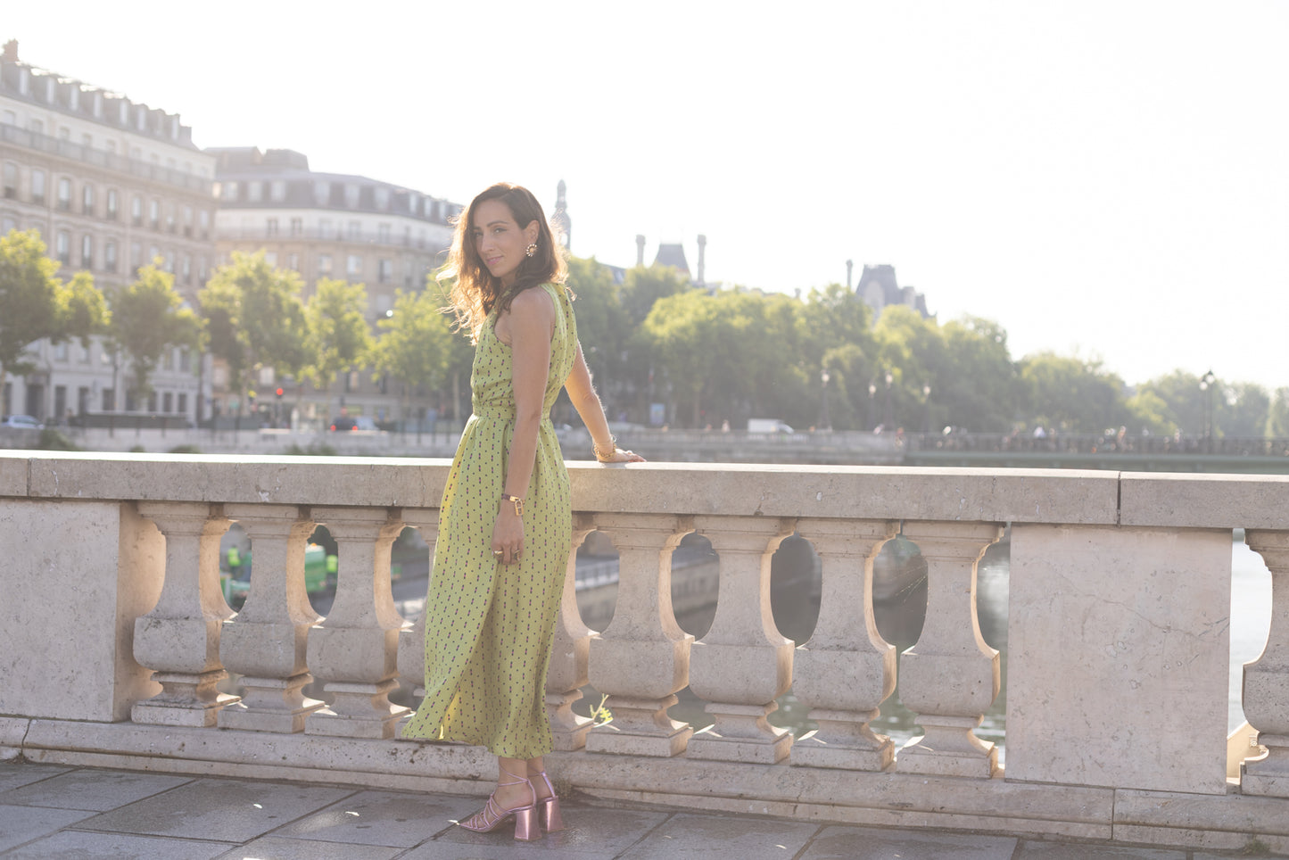 Robe vert à motif Chèvrefeuille