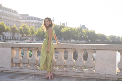 Robe vert à motif Chèvrefeuille