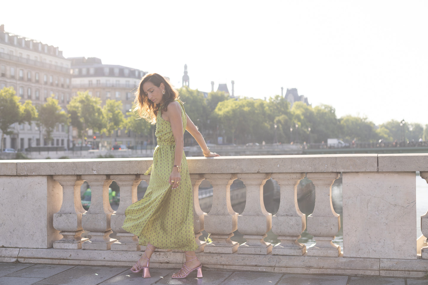 Robe vert à motif Chèvrefeuille