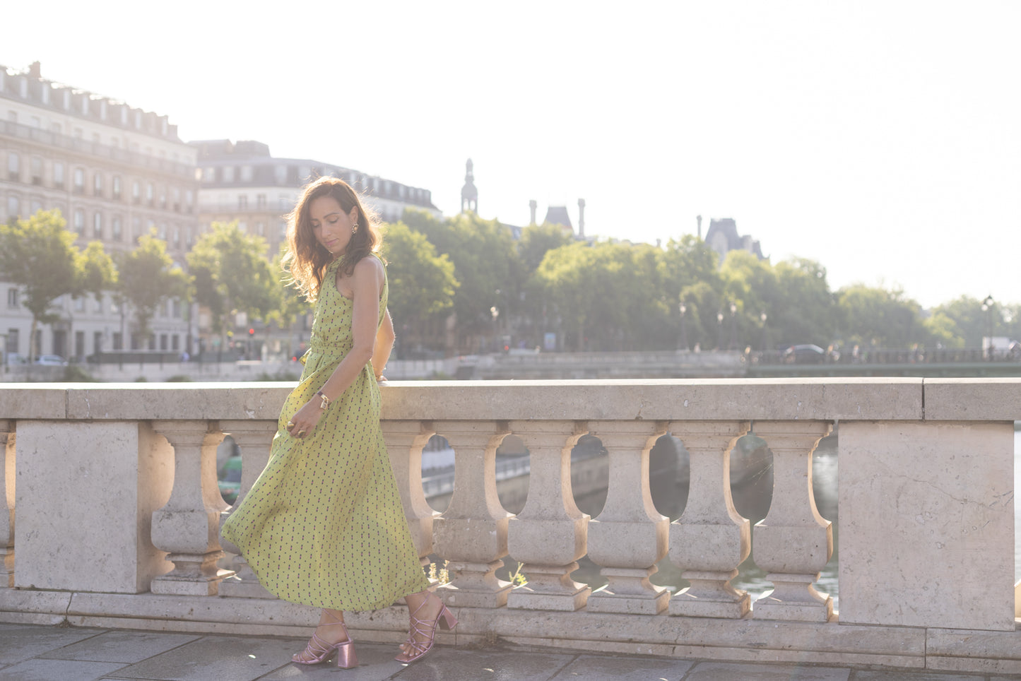 Robe vert à motif Chèvrefeuille