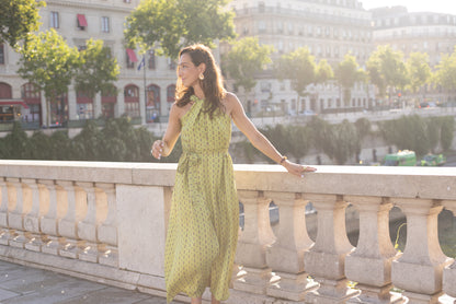 Robe vert à motif Chèvrefeuille