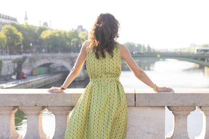 Robe vert à motif Chèvrefeuille
