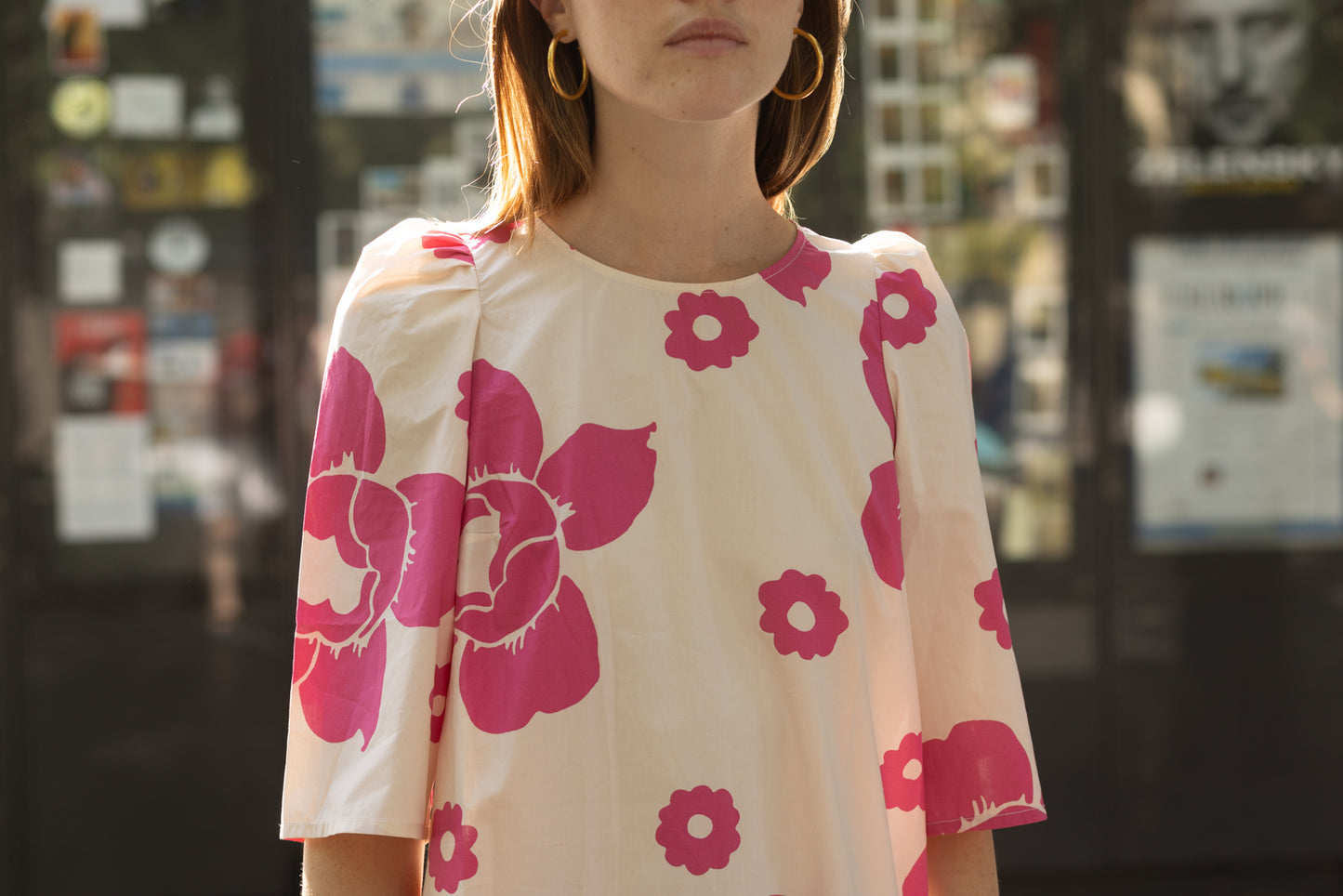 Robe courte fleurs rose