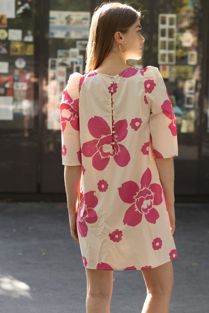 Robe courte fleurs rose