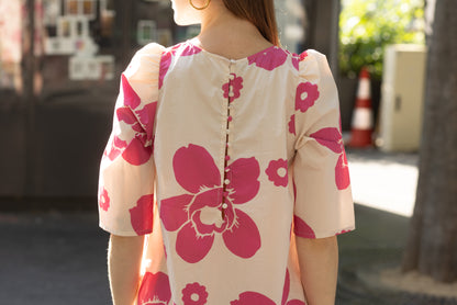 Robe courte fleurs rose