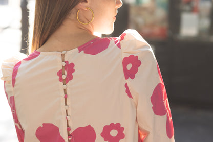 Robe courte fleurs rose