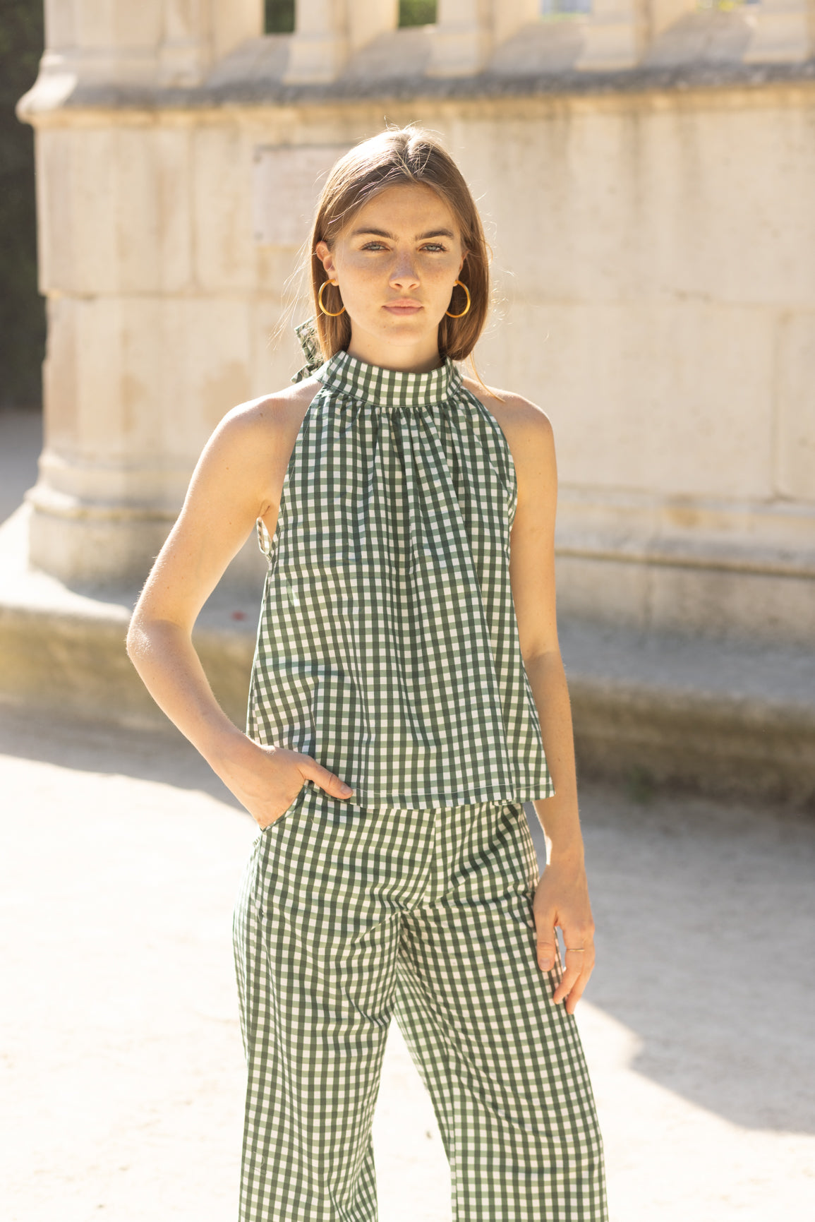 Top vichy vert