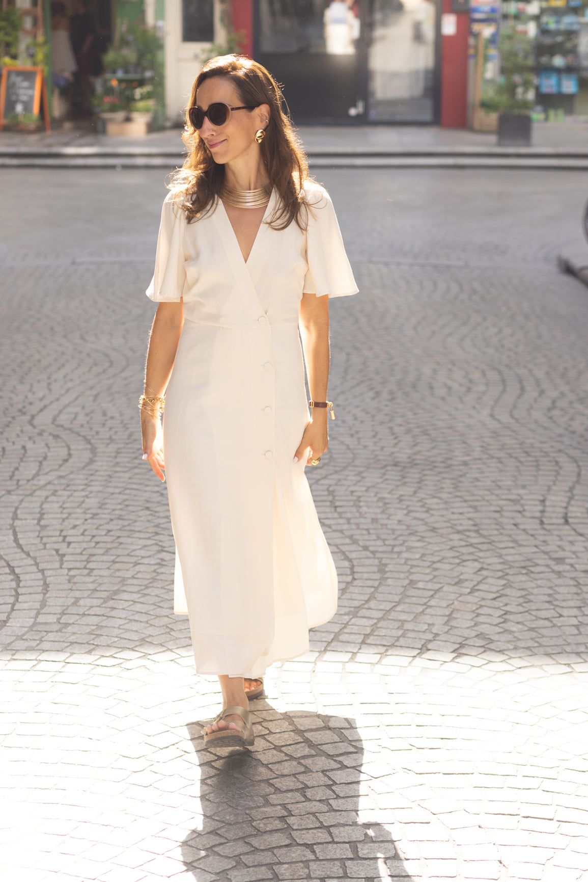 Robe portefeuille sable