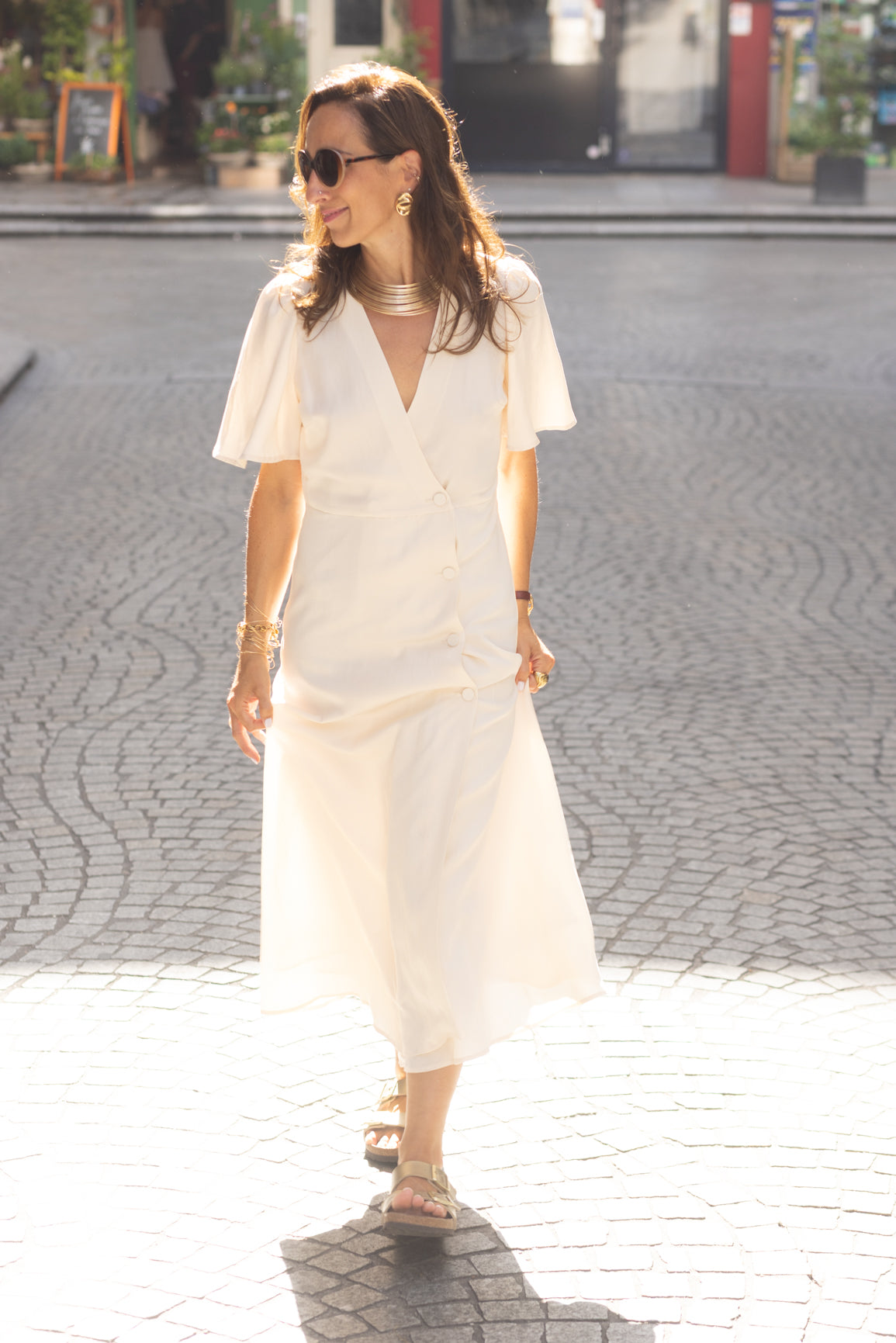 Robe portefeuille sable