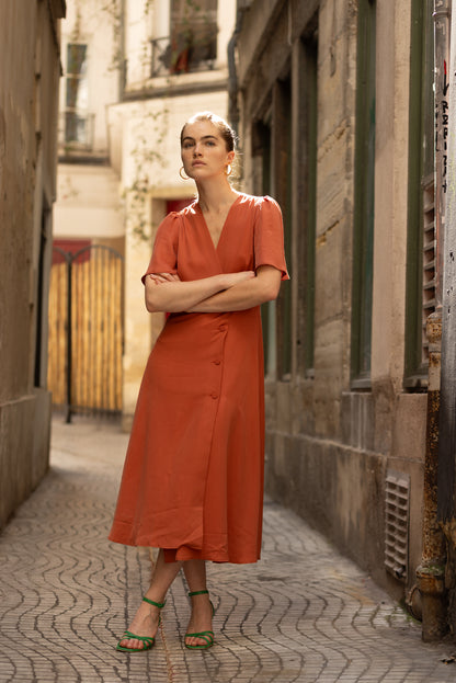 Robe portefeuille terracotta