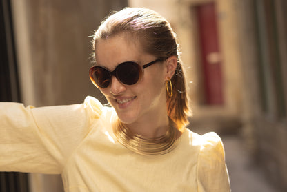 Robe courte en lin jaune