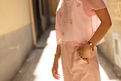 Haut en soie rose