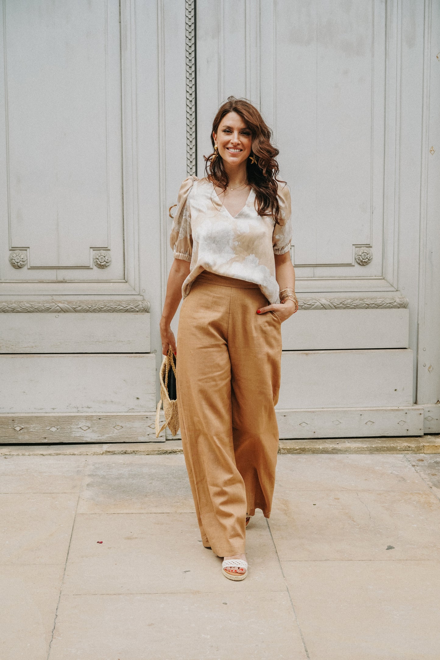 Pantalon de costume marron en lin