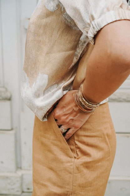 Pantalon de costume marron en lin