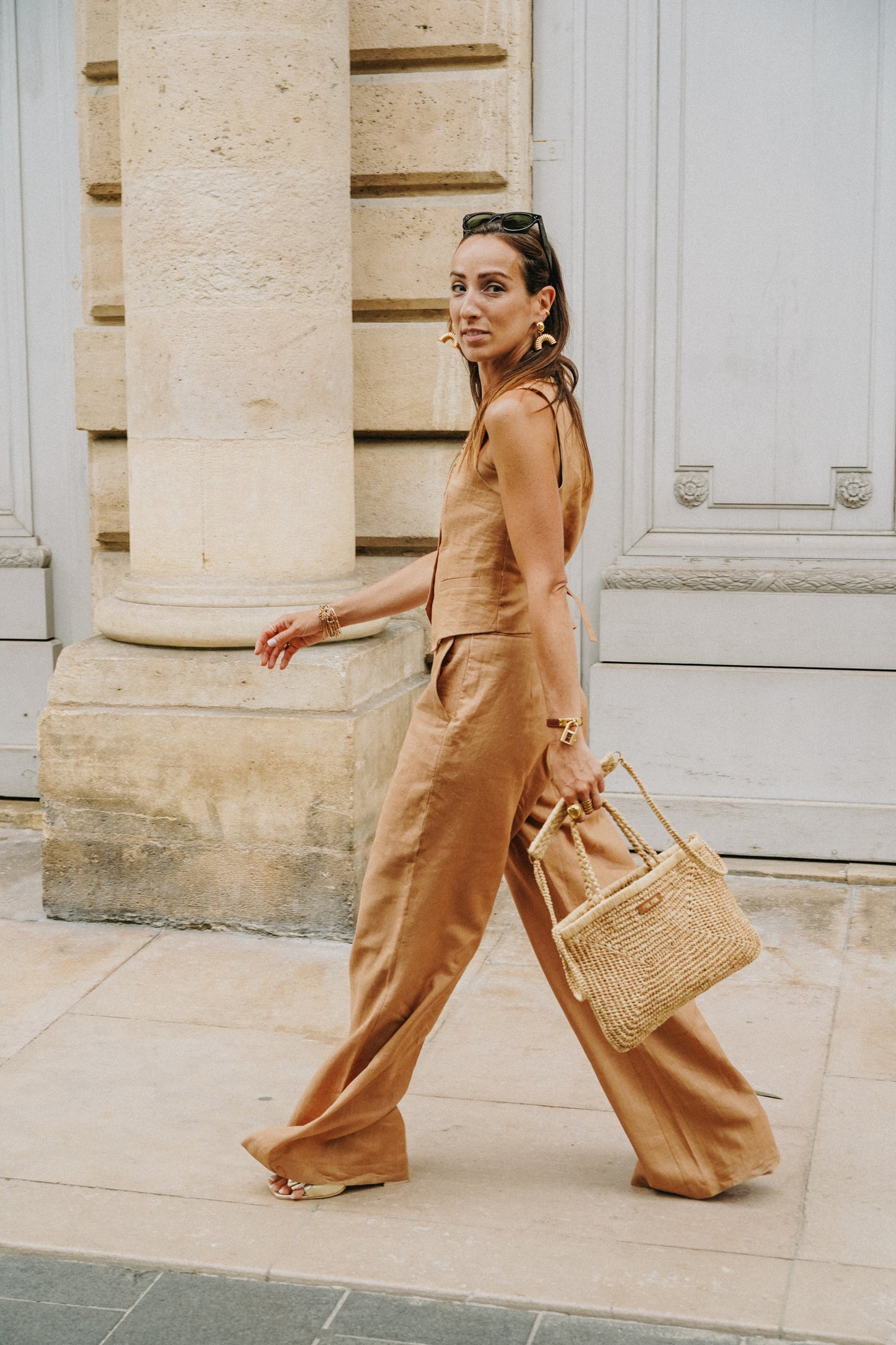 Pantalon de costume marron en lin