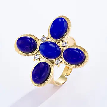 Bague croix bleu