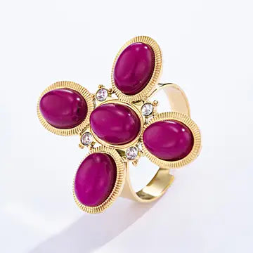 Bague croix fushia