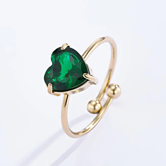 Bague cœur vert